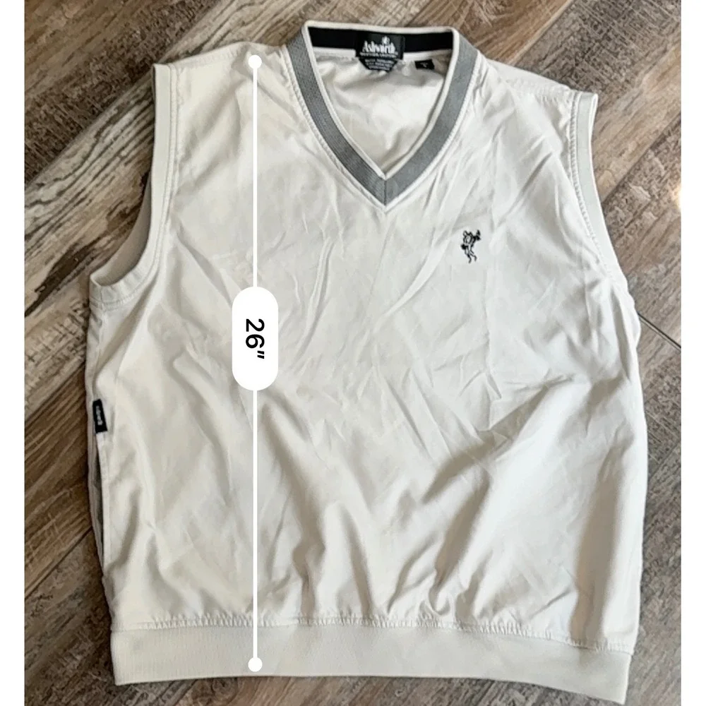 Ashworth Golf Vest Mens Large Beige Weather Systems Wind Resistant AM2610